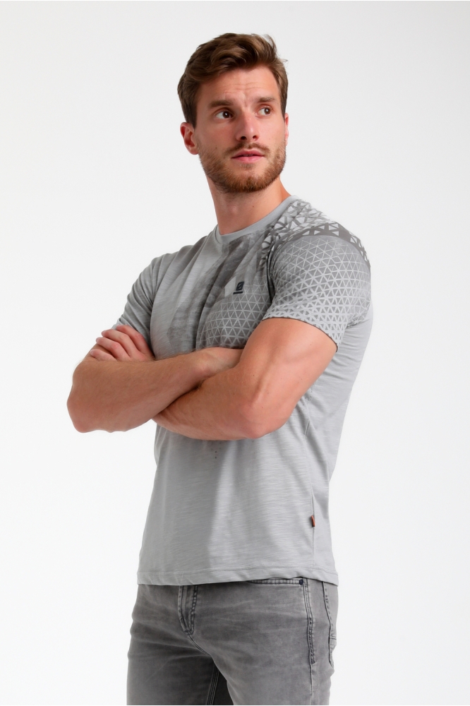 KATOENEN PRINT T SHIRT 155517 605 grey melange